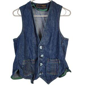 Vintage 70s Denim Vest Women Small Men 38 Button Up Jacket Top Retro 4 6 Fall S